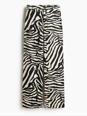 Zebra Print High Waist Canvas Pants